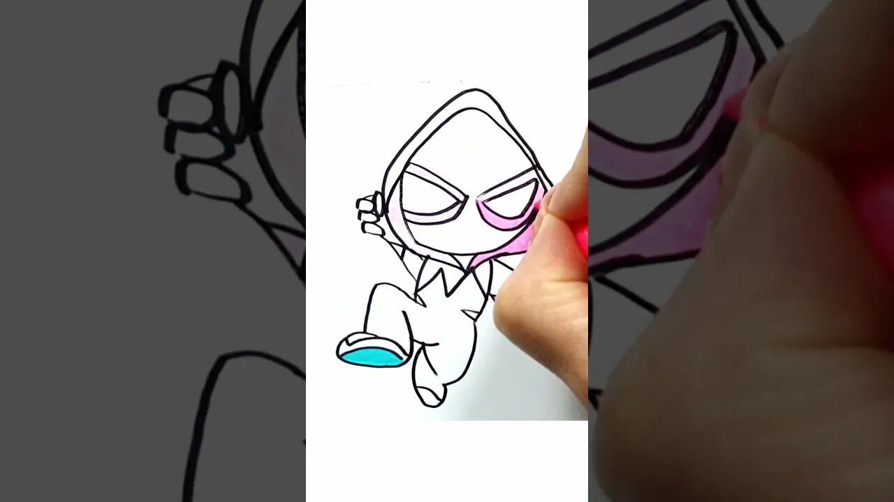 How to Draw and Paint Spider Gwen Chibi Version