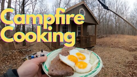 POV: Steak, Eggs, Bacon | ASMR Campfire Cooking