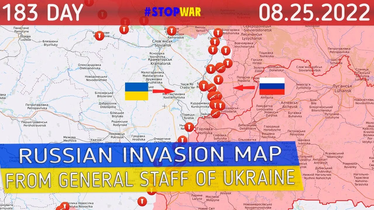 Military summary Russia and Ukraine war map 183 day invasion - 25 Aug 2022 latest news today