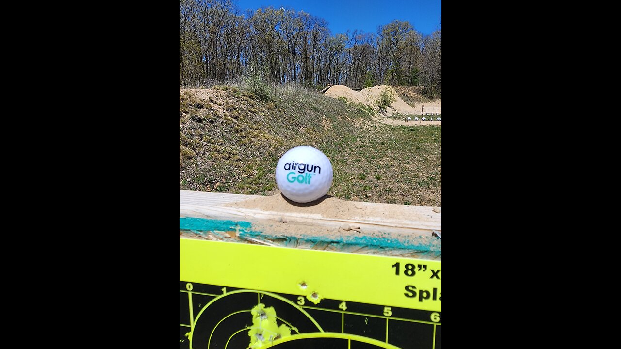 Buck shooting a golf ball at 25 yards with a pelletgun