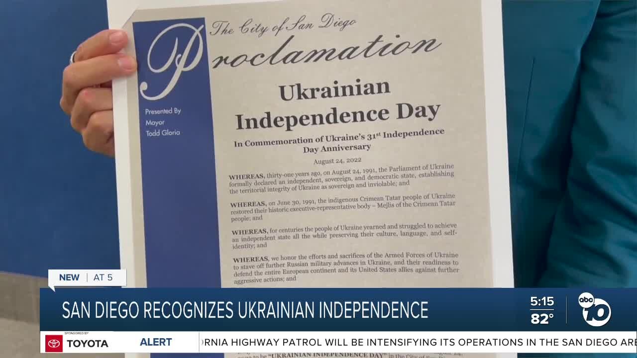 City of San Diego recognizes Ukrainian Independence Day with official proclamation