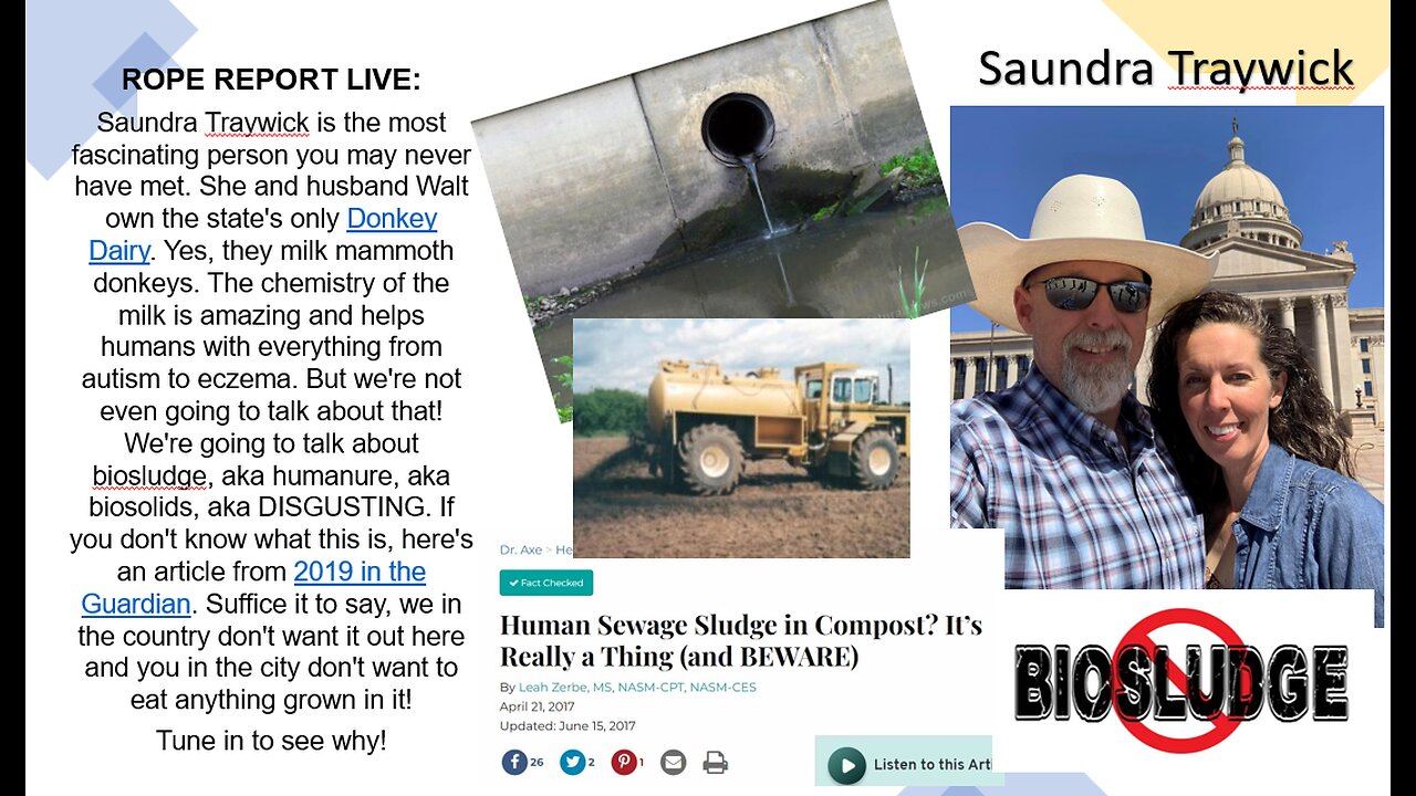 Dumping Human Manure On Farmland Must Be Stopped - ROPE Report LIVE!; Saundra Traywick