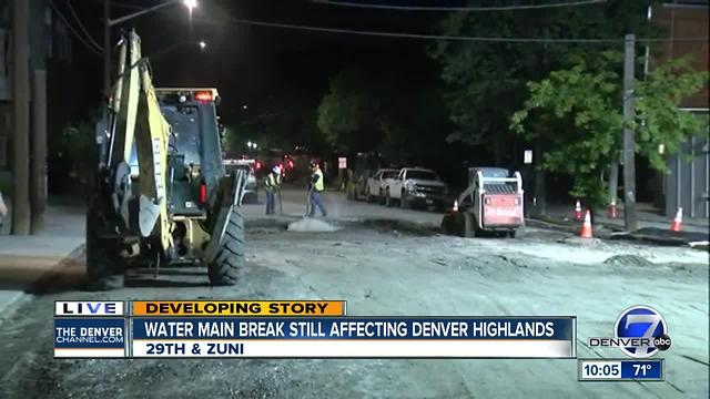 Water main break still affecting Denver highlands