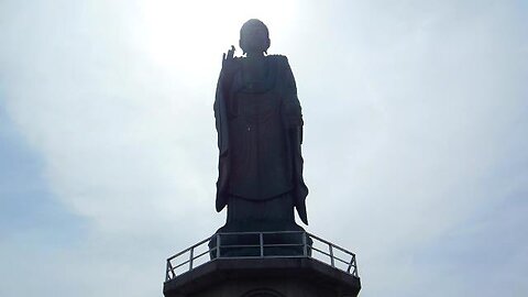 Giant Buddha Temple on Lake Biwa in Japan