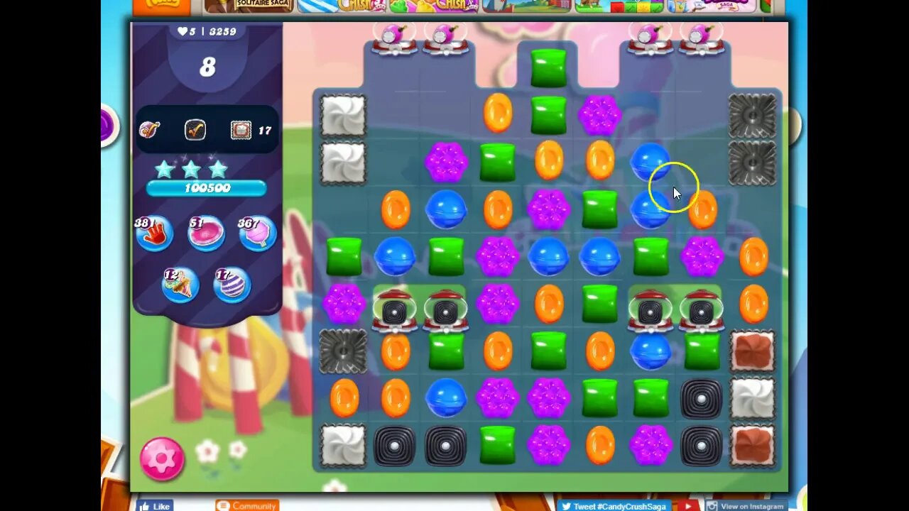 Candy Crush Level 3259 Talkthrough, 28 Moves 0 Boosters