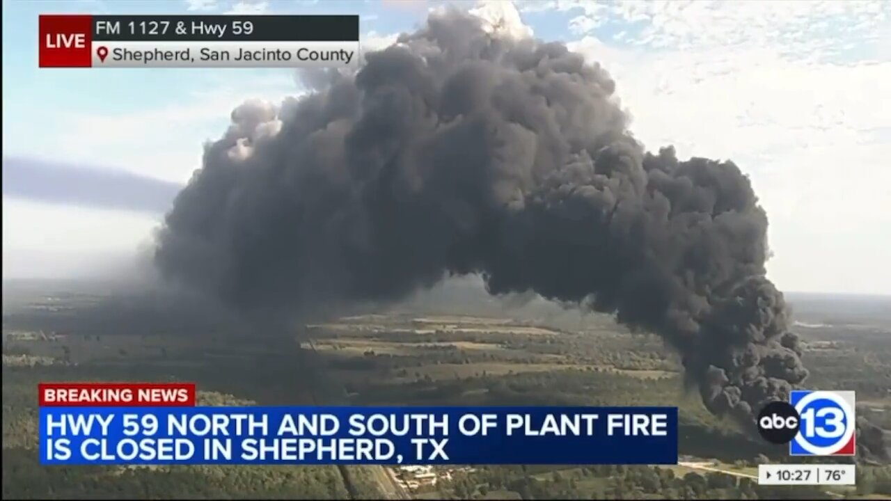 A significant blaze has erupted at a petroleum processing facility in Shepherd, Texas