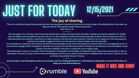 Just for Today - The Joy of sharing - 12-15