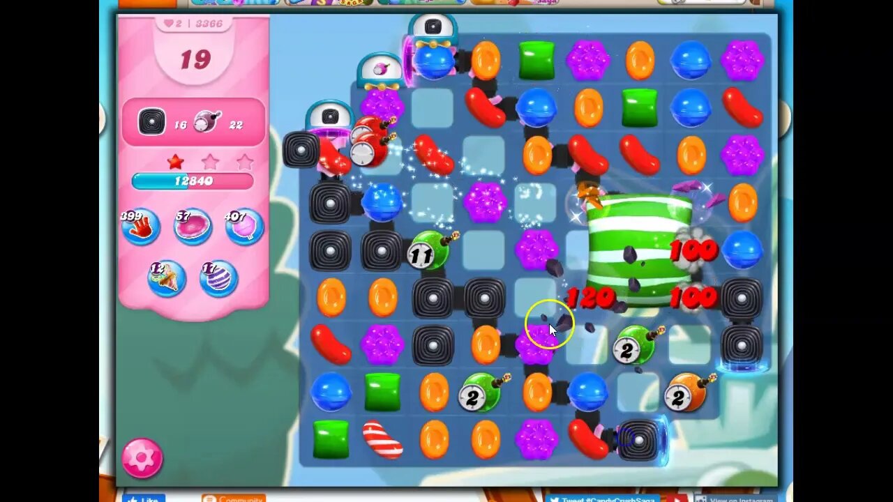 Candy Crush Level 3366 Talkthrough, 31 Moves, 0 Boosters