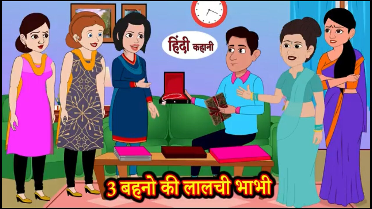 Teen Behno ki lalchi bhabhi | Animated Hindi moral story