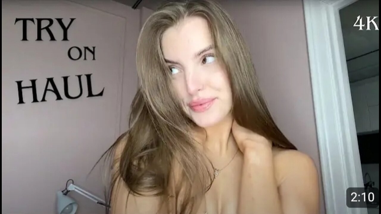 4k transparent Try on see through No Bra trend