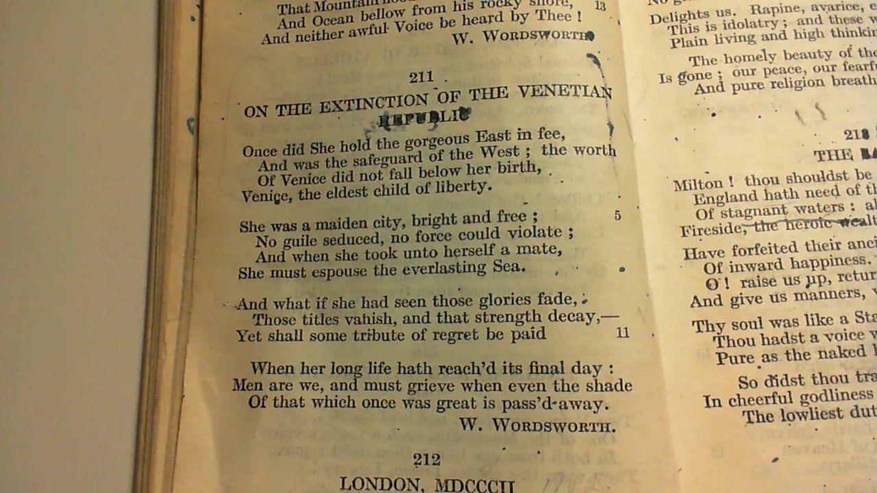 On The Extinction of the Venetian Republic - W. Wordsworth