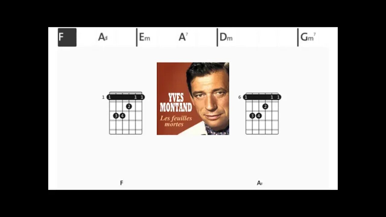 Yves Montand - Les feuilles mortes - (Chords & Lyrics like a Karaoke)