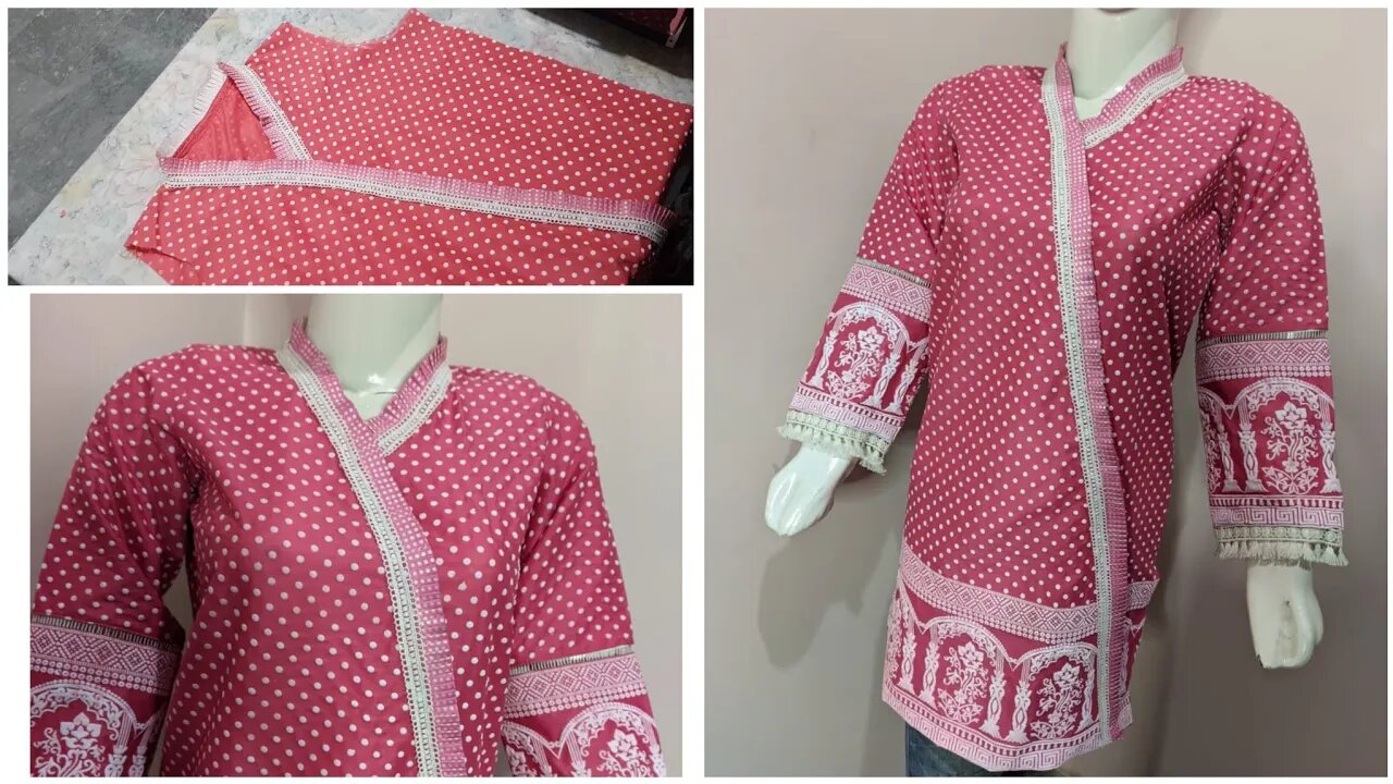 Angrakha Style straight Kurti Cutting and stitching.