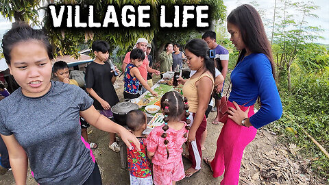 Eating Birthday Cake and Goat Kaldereta in Philippines Village