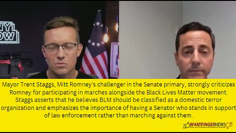 Mayor Trent Staggs, Mitt Romney's challenger in the Senate primary, strongly criticizes Romney