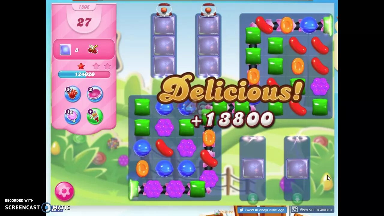 Candy Crush Level 1806 Audio Talkthrough, 1 Star 0 Boosters