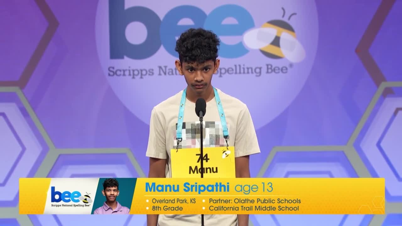 Manu Sripathi competes in 2023 Scripps National Spelling Bee