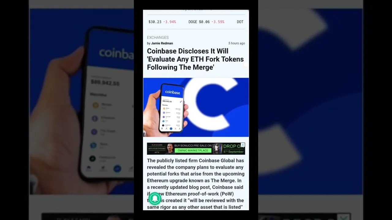 Coinbase Updates the Public About the Possibility of an Ethereum Fork Arising Post Merge #coinbase