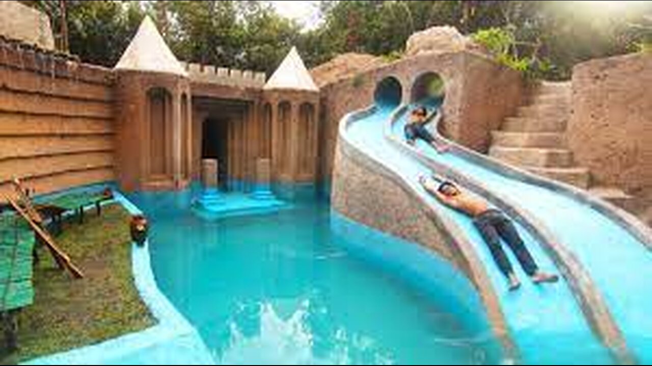 My Summer Holiday 155 Days Building 1M Dollars Water Slide Park into Underground Swimming Pool House