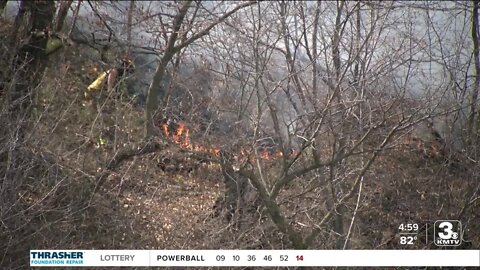 Fire near N.P. Dodge Park in northeast Omaha