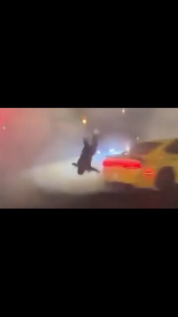 Dipsh!t In An Illegal Street Takeover Gets Depants By Another Dipsh!t Doing Donuts