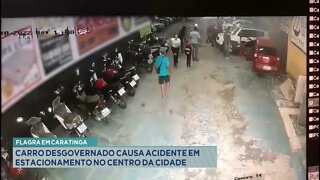 Flagra em Caratinga: carro desgovernado causa acidente em estacionamento no centro da cidade