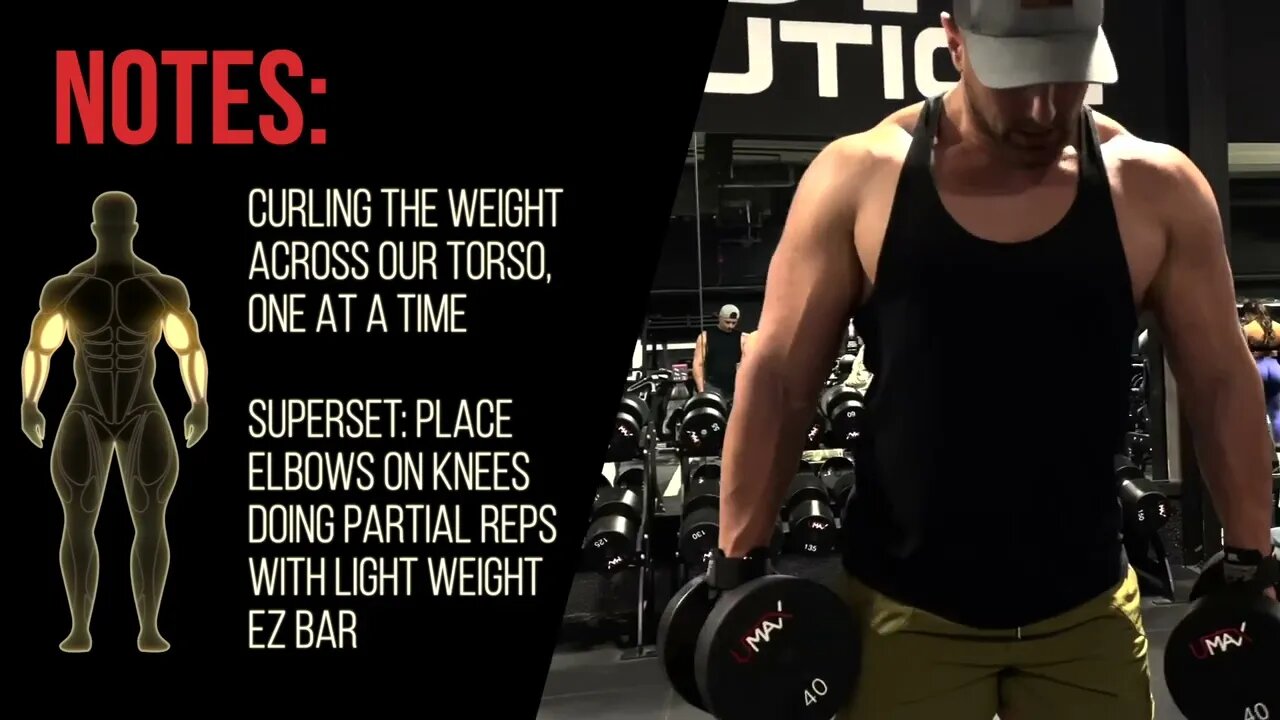 Dumbbell Pinwheel Curl / Seated EZ Bar Partials - Superset