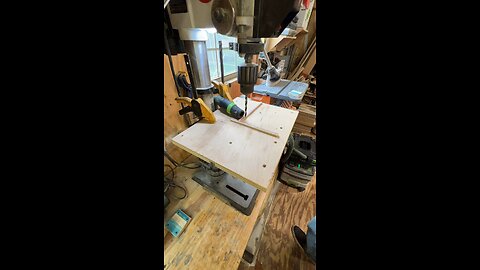 Drilling holes 🕳️ for my table leg mounts ✨ #recycledskateboards #barousseworks