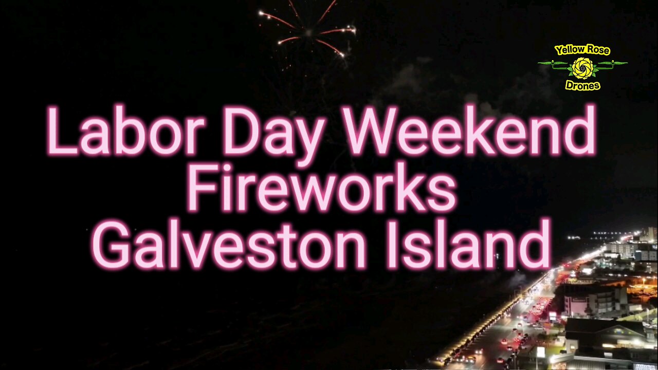 Drone view of the 2024 Galveston Island Fireworks Show over the Gulf of Mexico