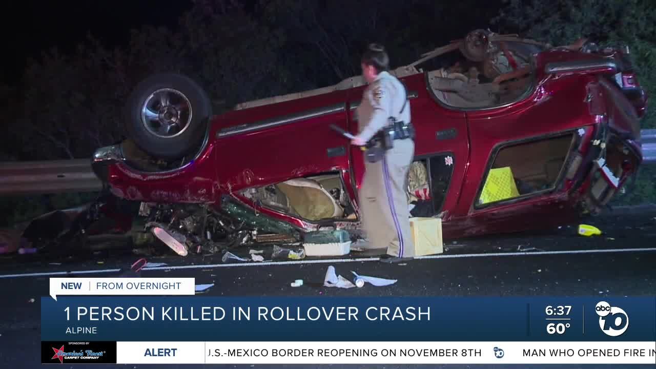 1 dead in rollover crash in Alpine area