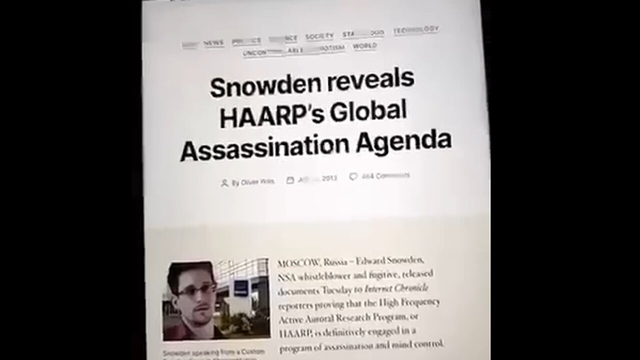 Snowden reveals HAARP’s Assassination Agenda