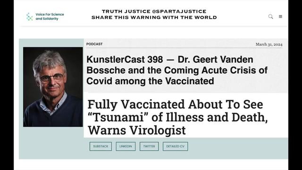 Virologist Geert Vanden Bossche - Vaccinated About To See A Tsunami of Illness And Death