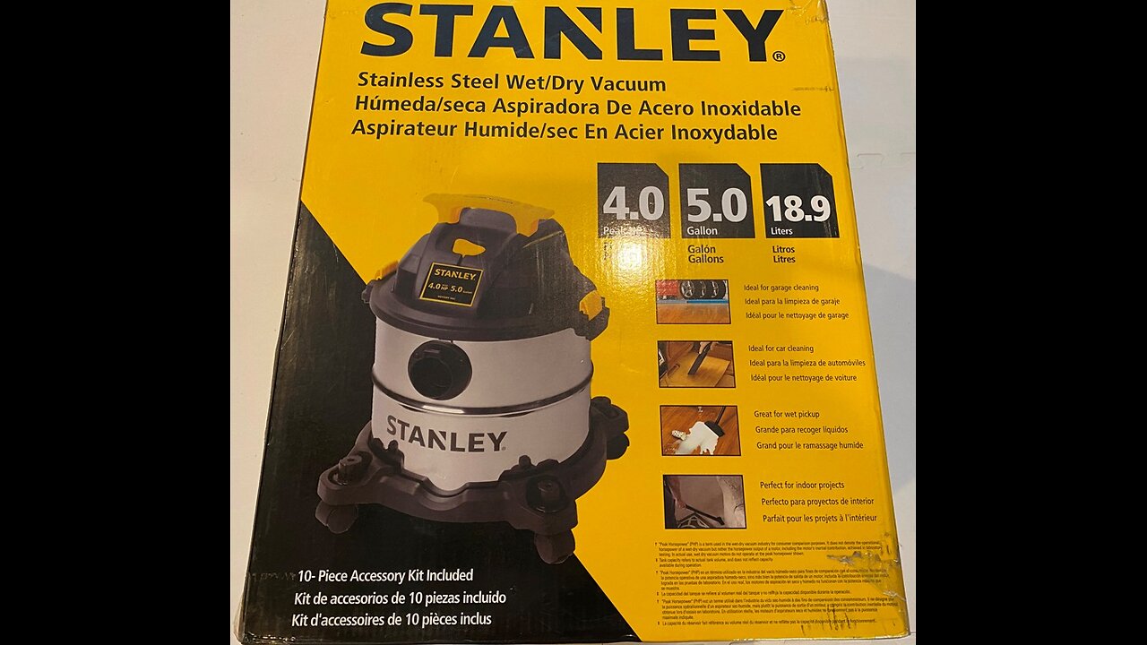 UnBoXing & Close Up Look at Stanley 5 Gallon Wet/Dry Vacuum metal Model: SL18115 SKU: 6521428