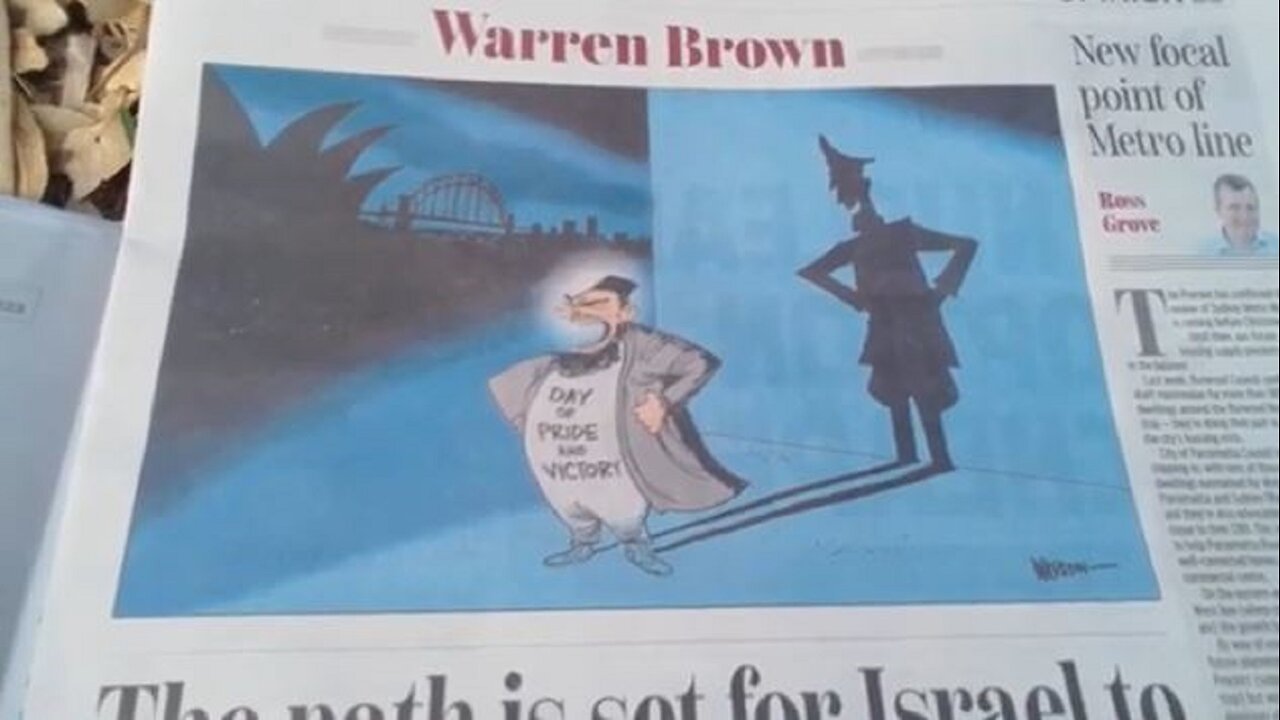 Thoughts on occult elite symbolism in anti-Israel demo cartoon from Sydney Opera House