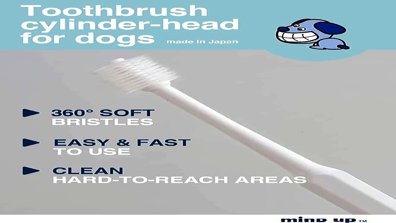 Toothbrush for dogs easy to use made in Japan Kenko care by Mind Up (Cylinder Head)