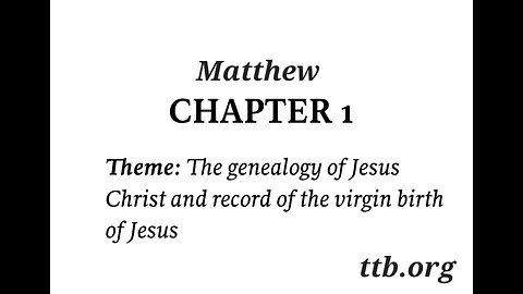 Matthew Chapter 1 (Bible Study)