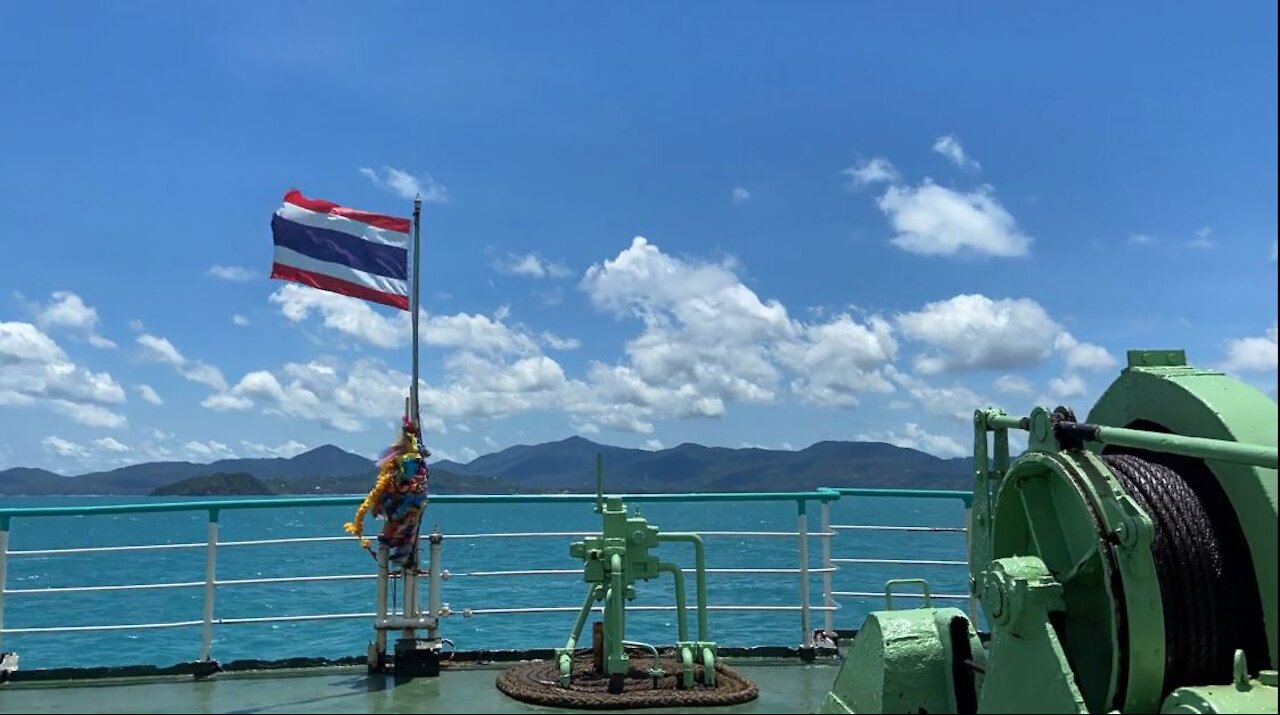 Boat Thailand with flag