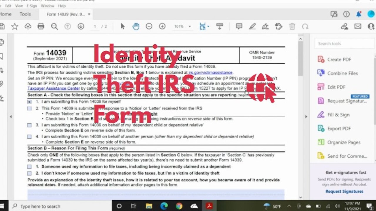 Identity Theft IRS Form - How To File IRS Identity Theft Affidavit Form 14039