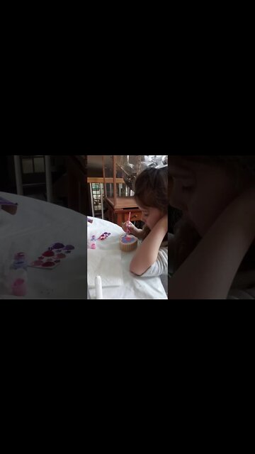 Bella painting her Melissa & Doug Created by Me Heart Box for Mommy's Birthday!