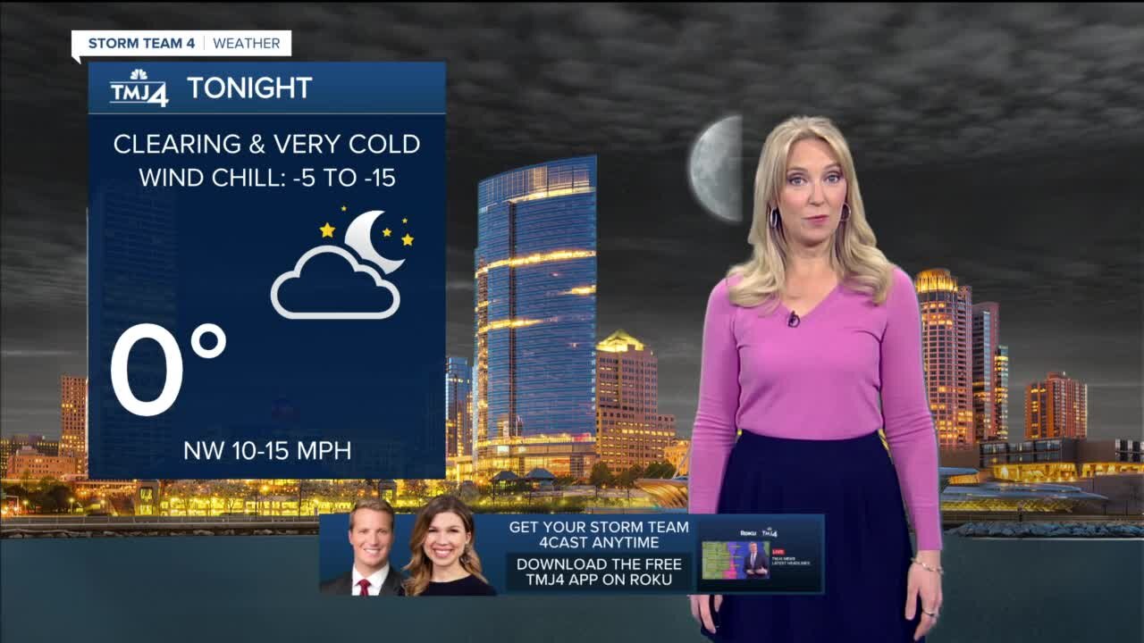 Cold blast moves in tonight, wind chill below zero