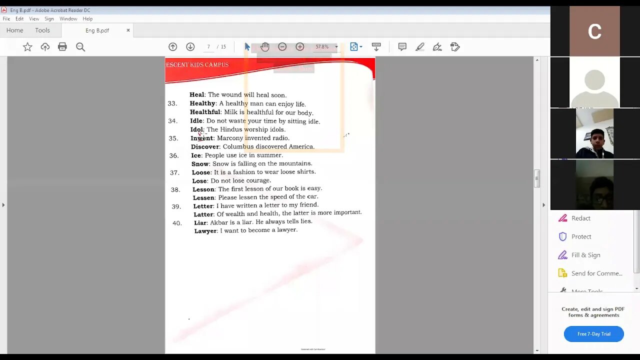 CLASS 7 ENGLISH B 05 01 21