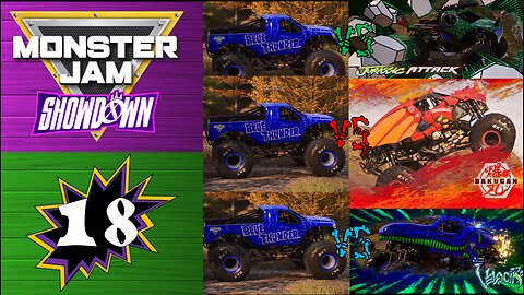 Monster Jam Showdown Ep 18 Blue Thunder Crashes 3 Fossilistic Races for the Ages