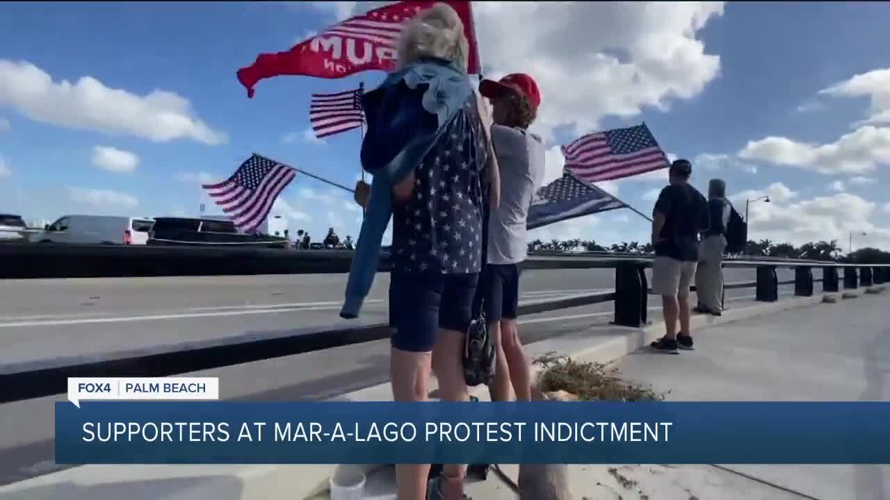 Supporters gather at Mar-a-Lago to protest Trump indictment