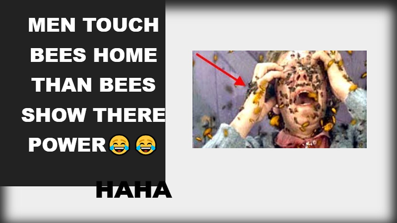 Men touch bees home than bees show there power😂😂