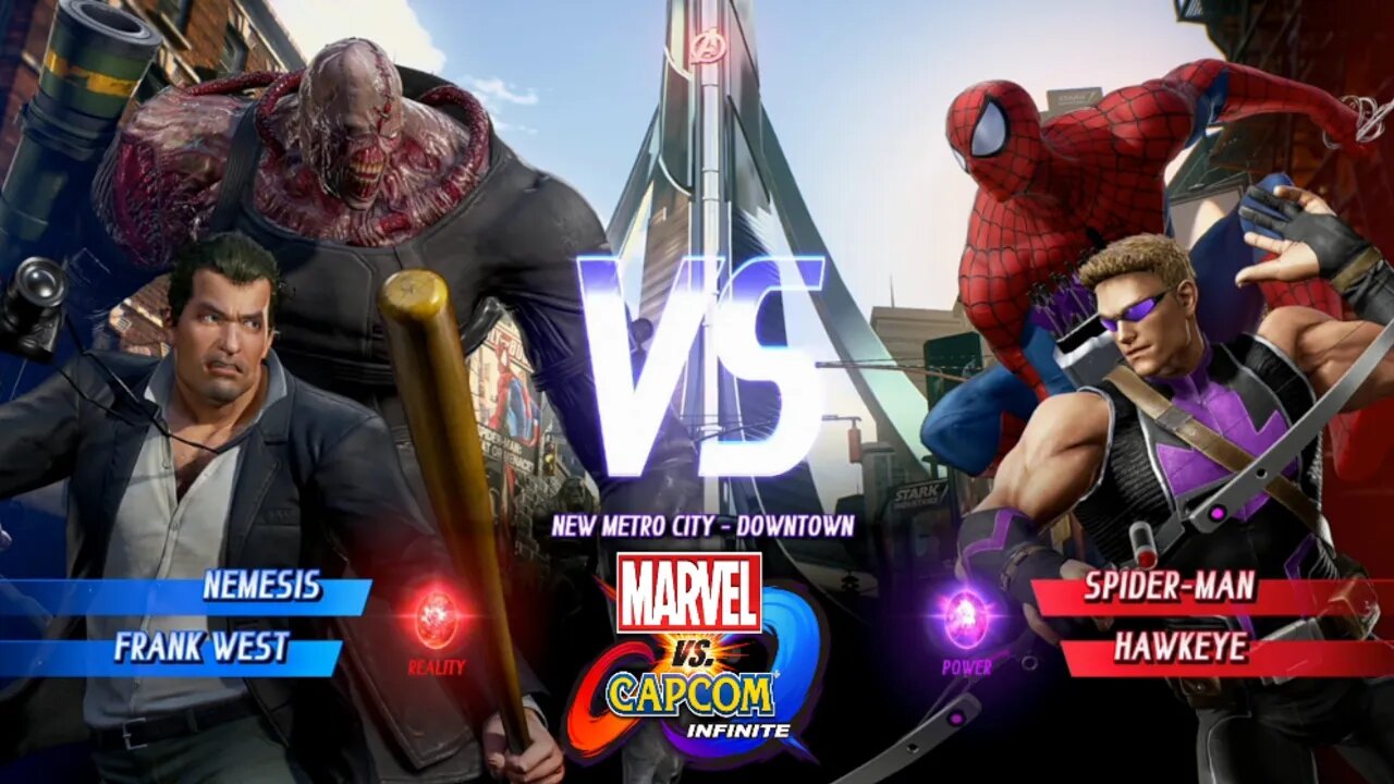 Nemesis & Frank West VS Spider-man & Hawkeye Marvel vs Capcom Infinite