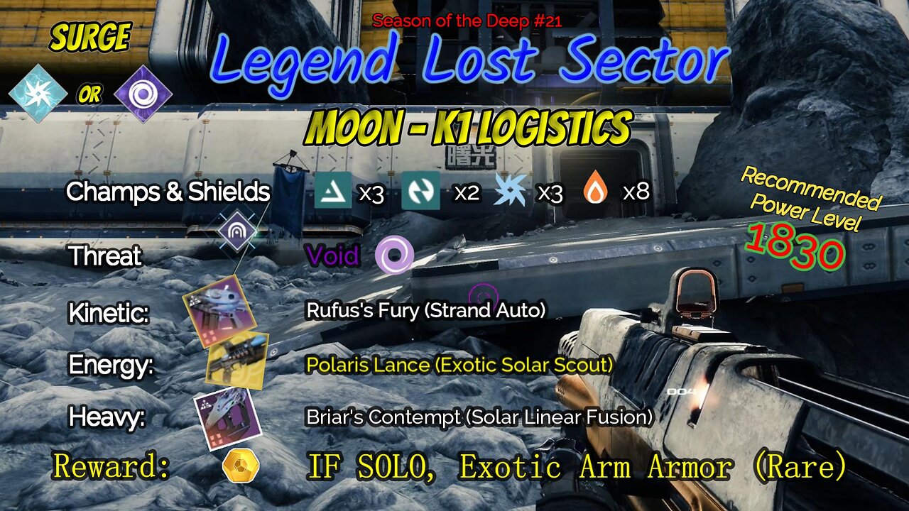 Destiny 2 Legend Lost Sector: Moon - K1 Logistics on my Void Titan 8-21-23