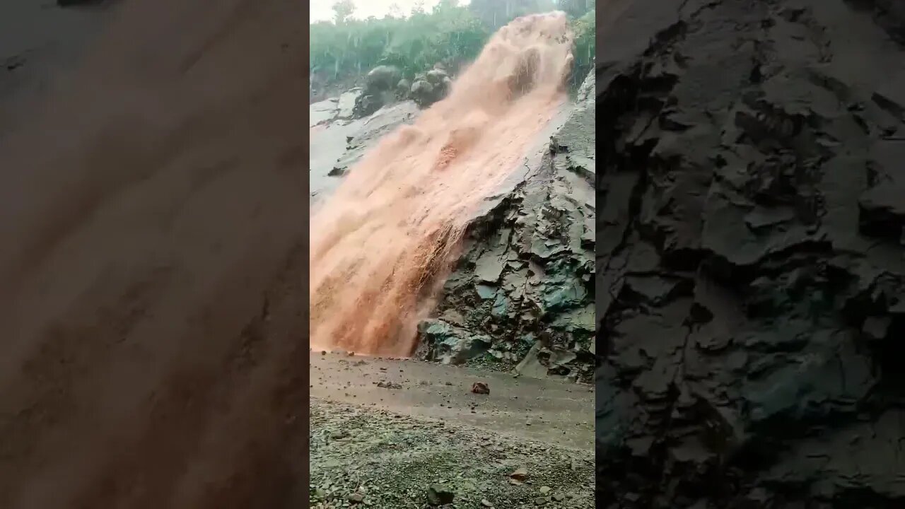 Dangerous Slideful Waterfall in Udhampur #waterfall #slideshow #landslide #flood #shorts #subscribe