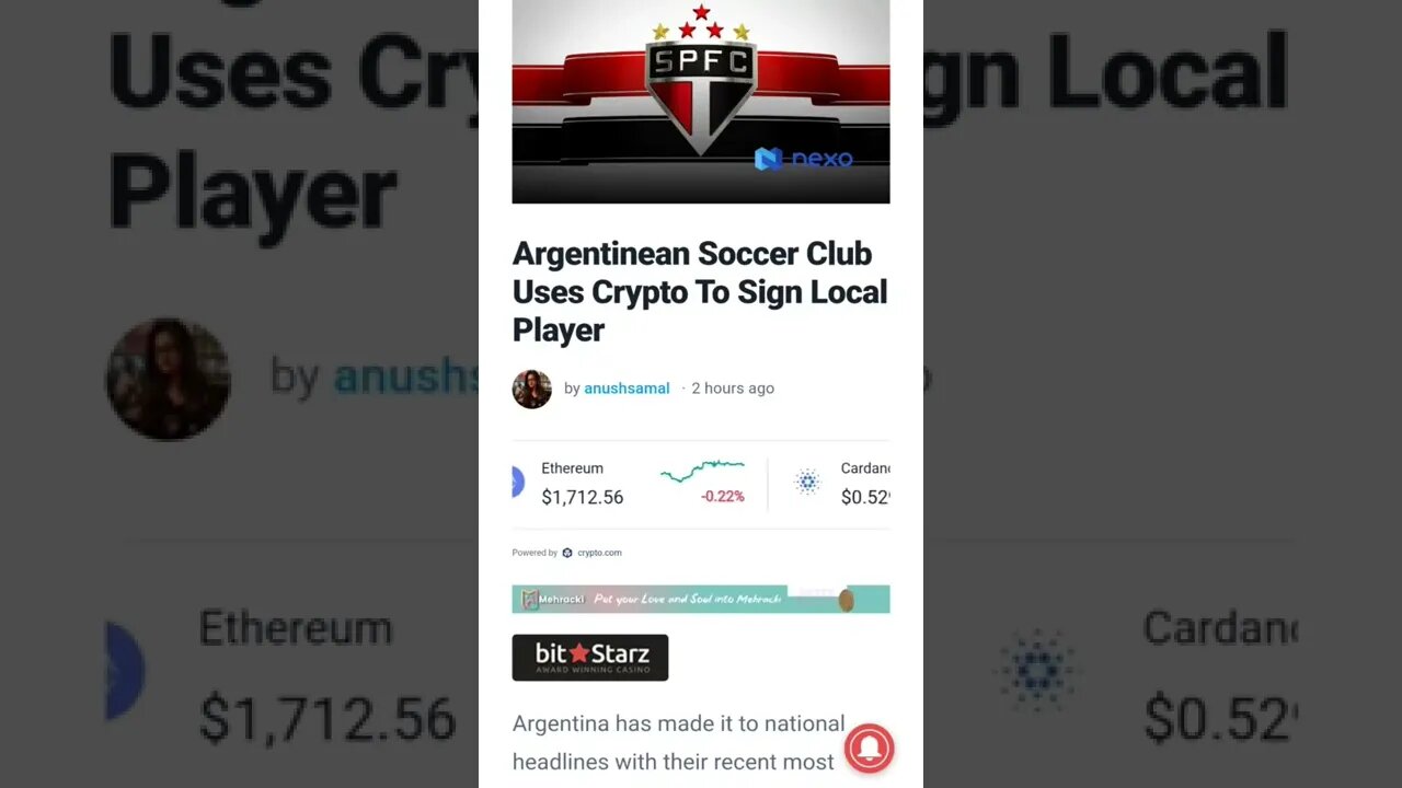 Argentinean Soccer Club Uses Crypto To Sign Local Player #cryptomash @CoinBureau #argentina