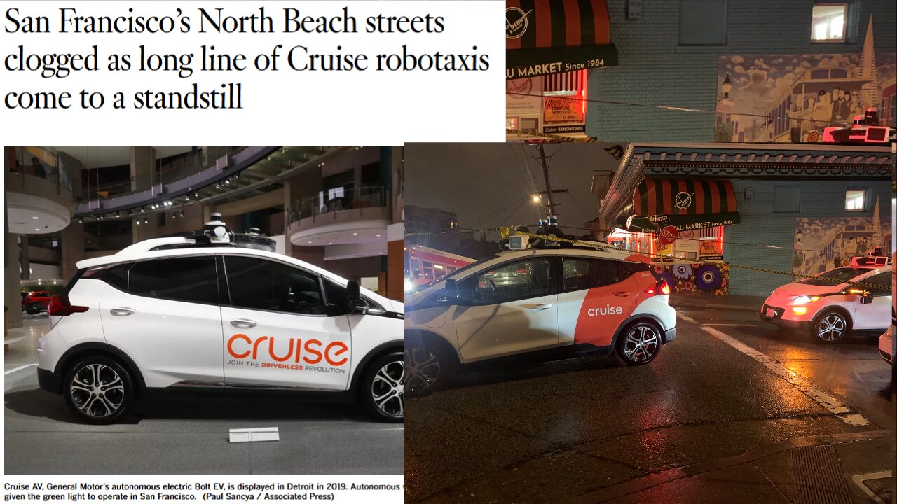 San Francisco’s North Beach streets clogged as long line of Cruise robotaxis come to a standstill