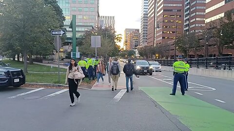 State Police standing by at the Longfellow bridge for protesters